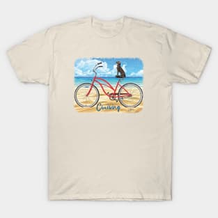 Cruising: Dog on a Bike on the Beach T-Shirt